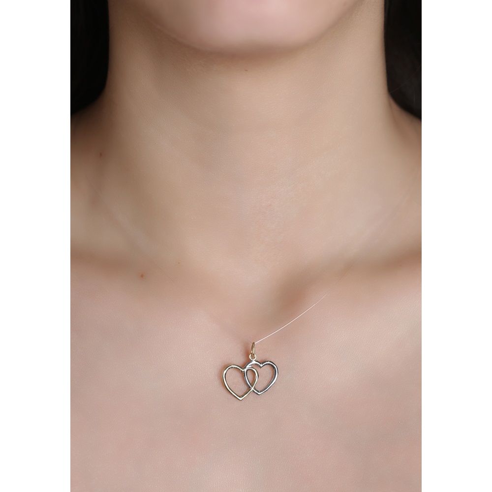 Pingente Dois Corações Bicolor Ouro 18k 750