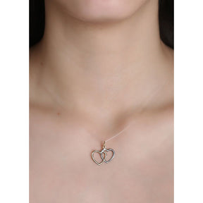Pingente Dois Corações Bicolor Ouro 18k 750