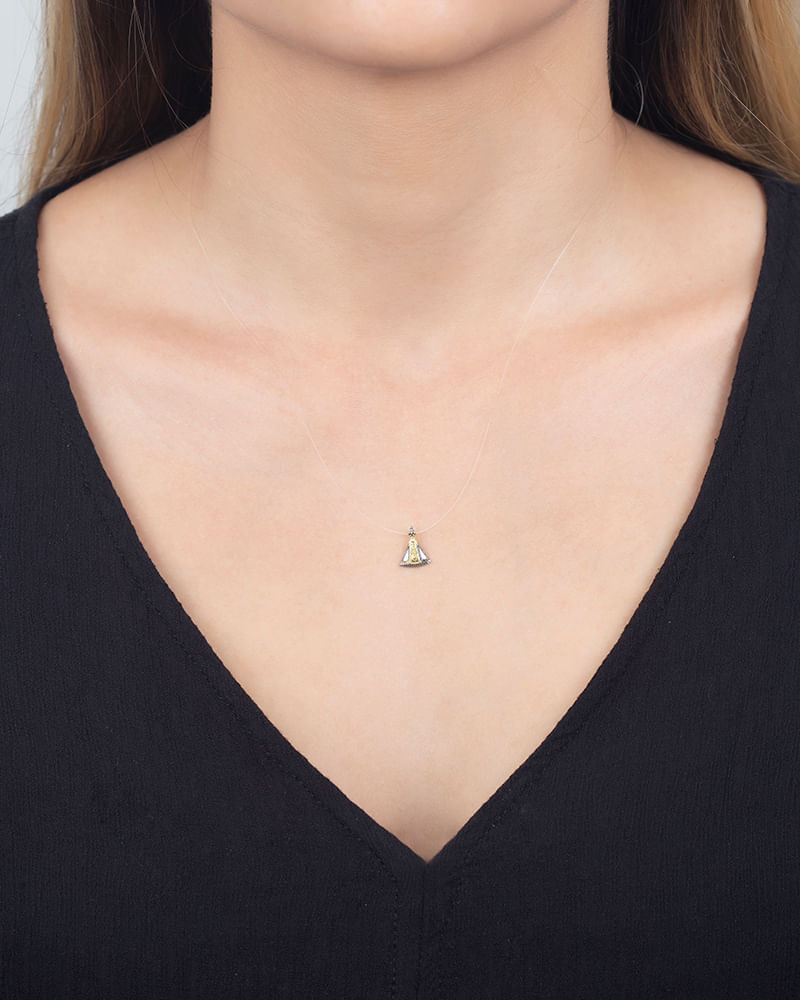 Pingente Nossa Senhora Aparecida Tricolor Ouro 18k 750