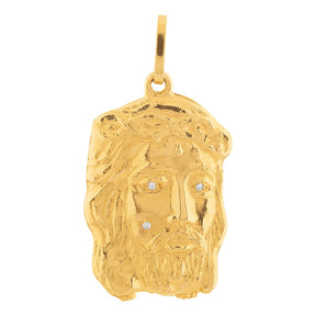 Pingente Face de Cristo com Diamantes Ouro 18k 750