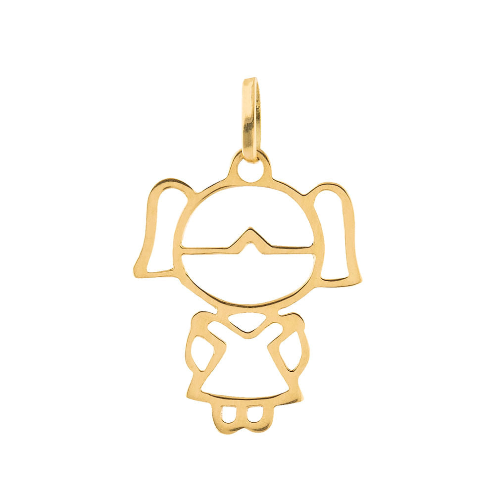 Pingente Menina Vazado Ouro 18k 750