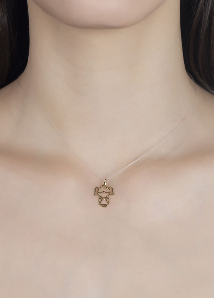 Pingente Menina Vazado Ouro 18k 750