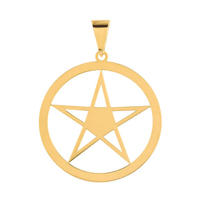 Pingente Pentagrama Com Círculo Ouro 18k 750
