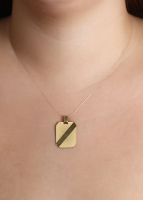 Pingente Placa Fosco Ouro 18k 750