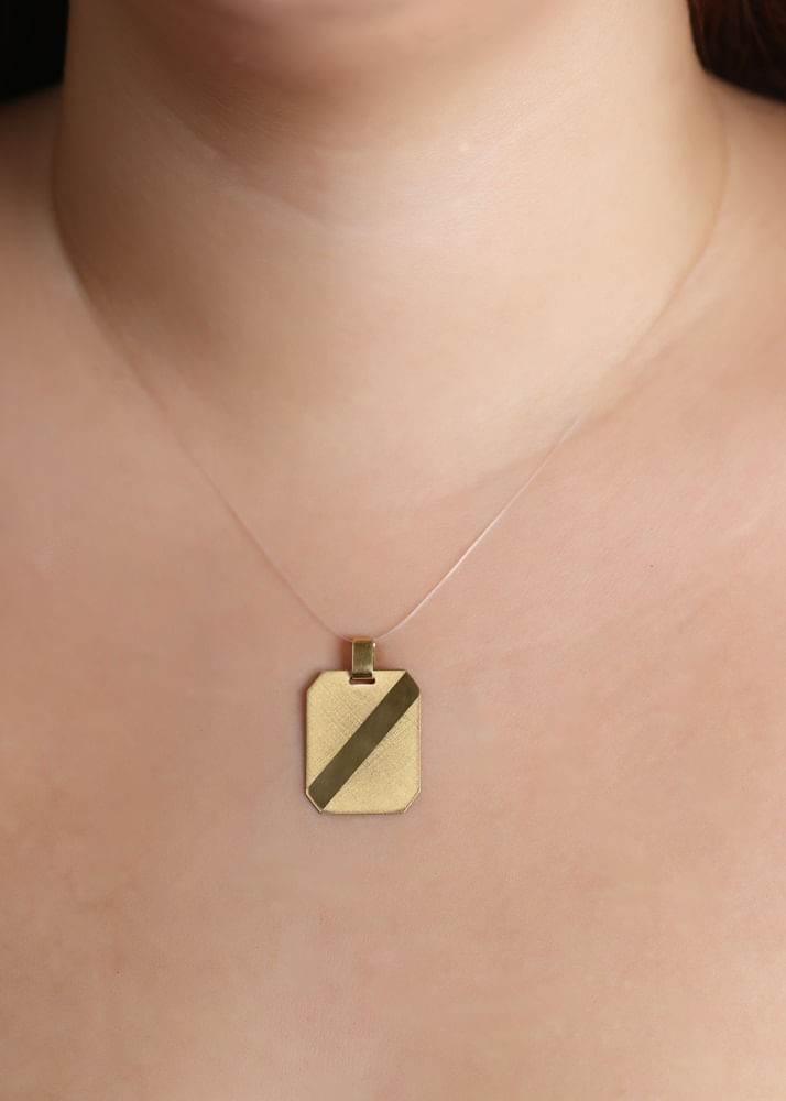 Pingente Placa Fosco Ouro 18k 750