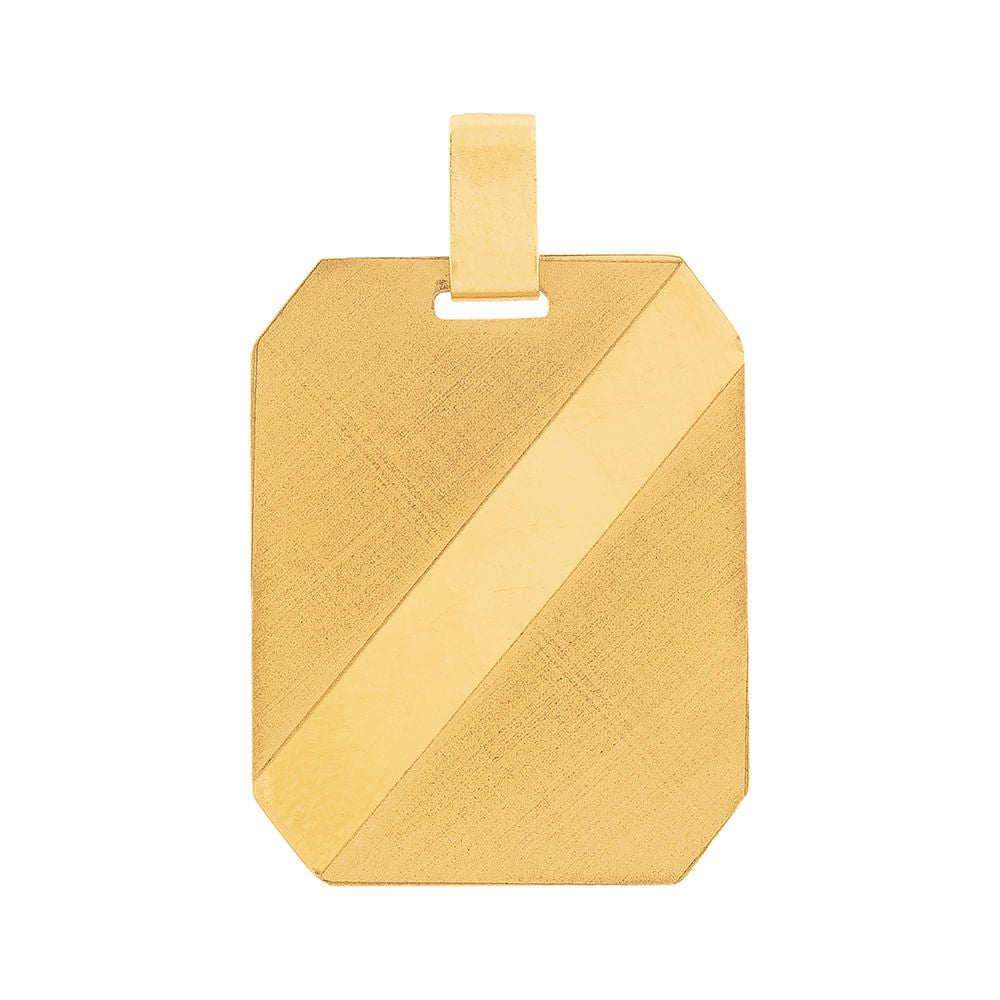 Pingente Placa Fosco Ouro 18k 750