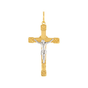 Pingente Cruz Bicolor Ouro 18k 750
