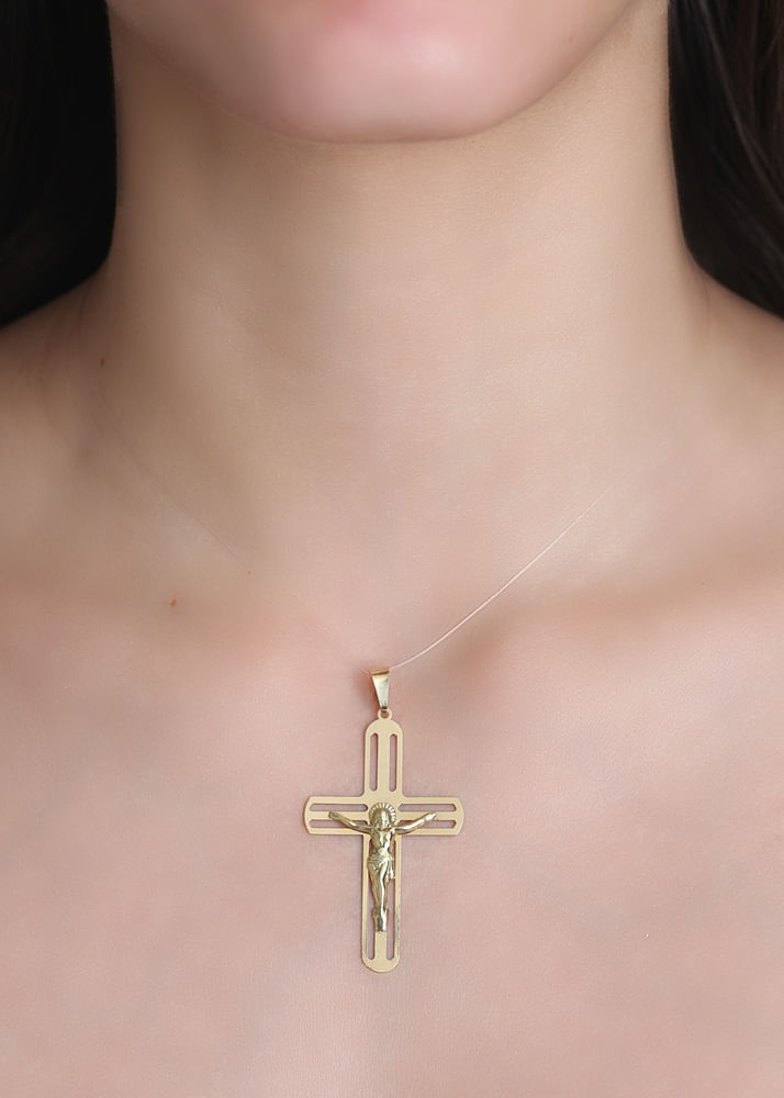 Pingente Crucifixo Vazado Ouro 18k 750