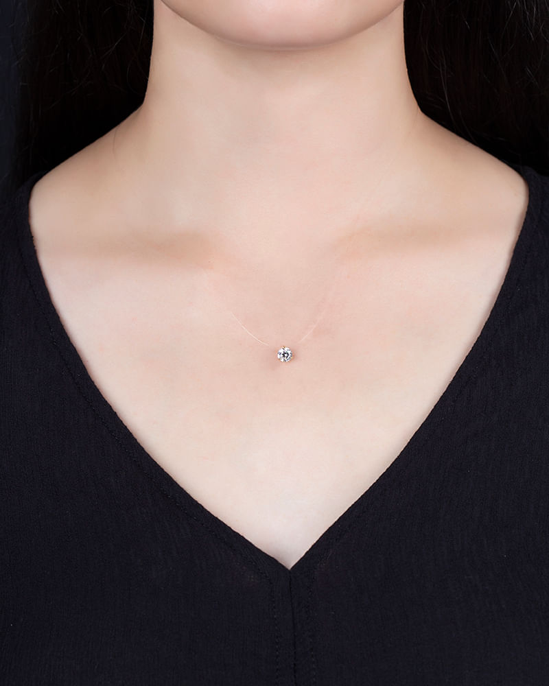 Pingente Ponto de Luz Zircônia 6mm Ouro 18k 750
