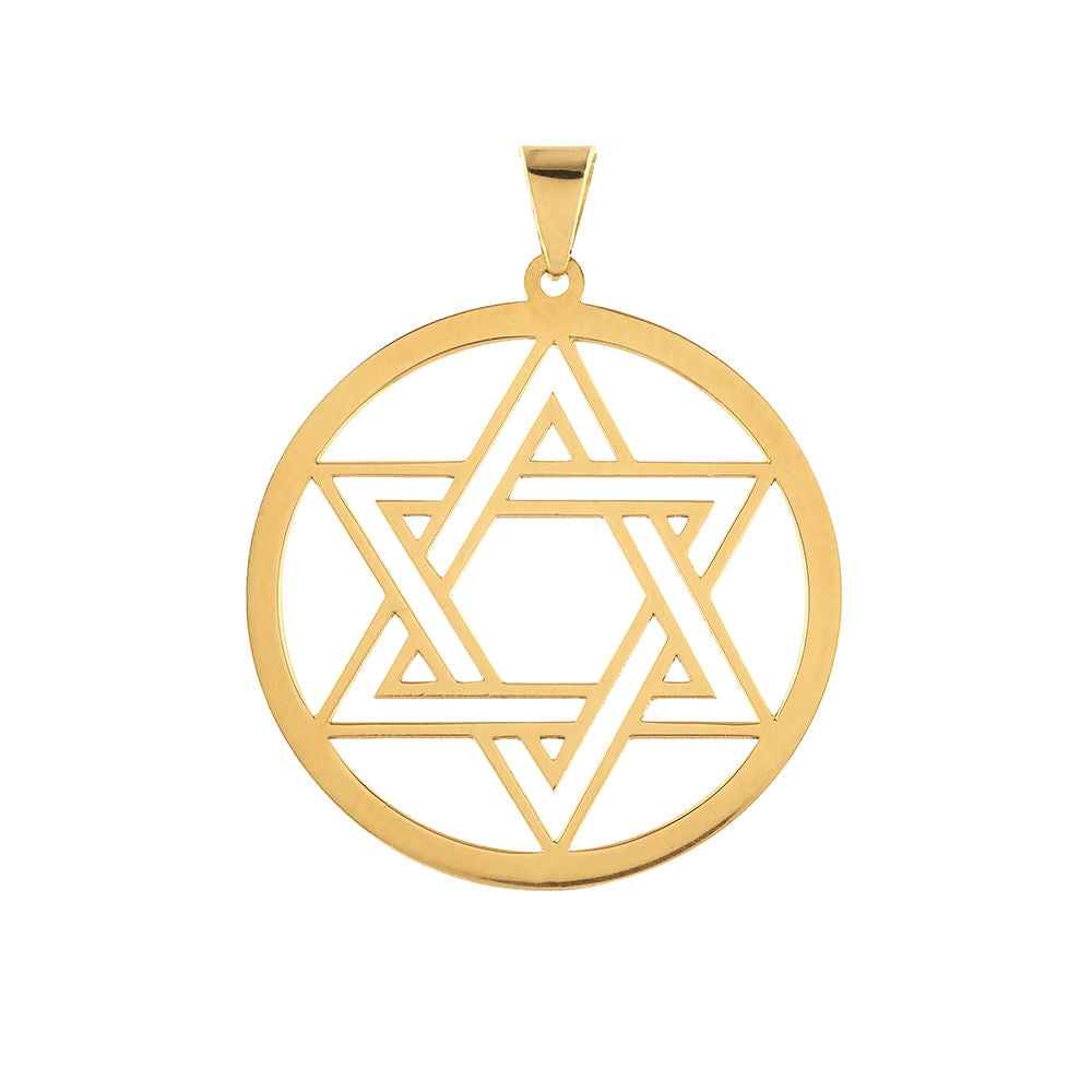 Pingente Estrela de Davi Vazada Ouro 18k 750