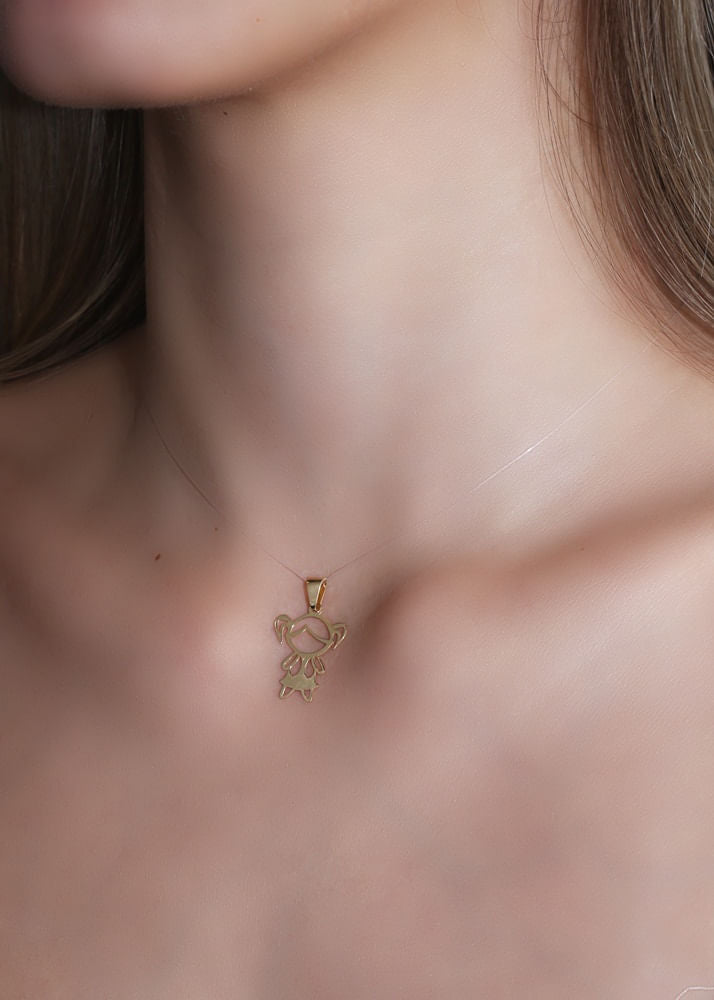 Pingente Menina Vazado Ouro 18k 750