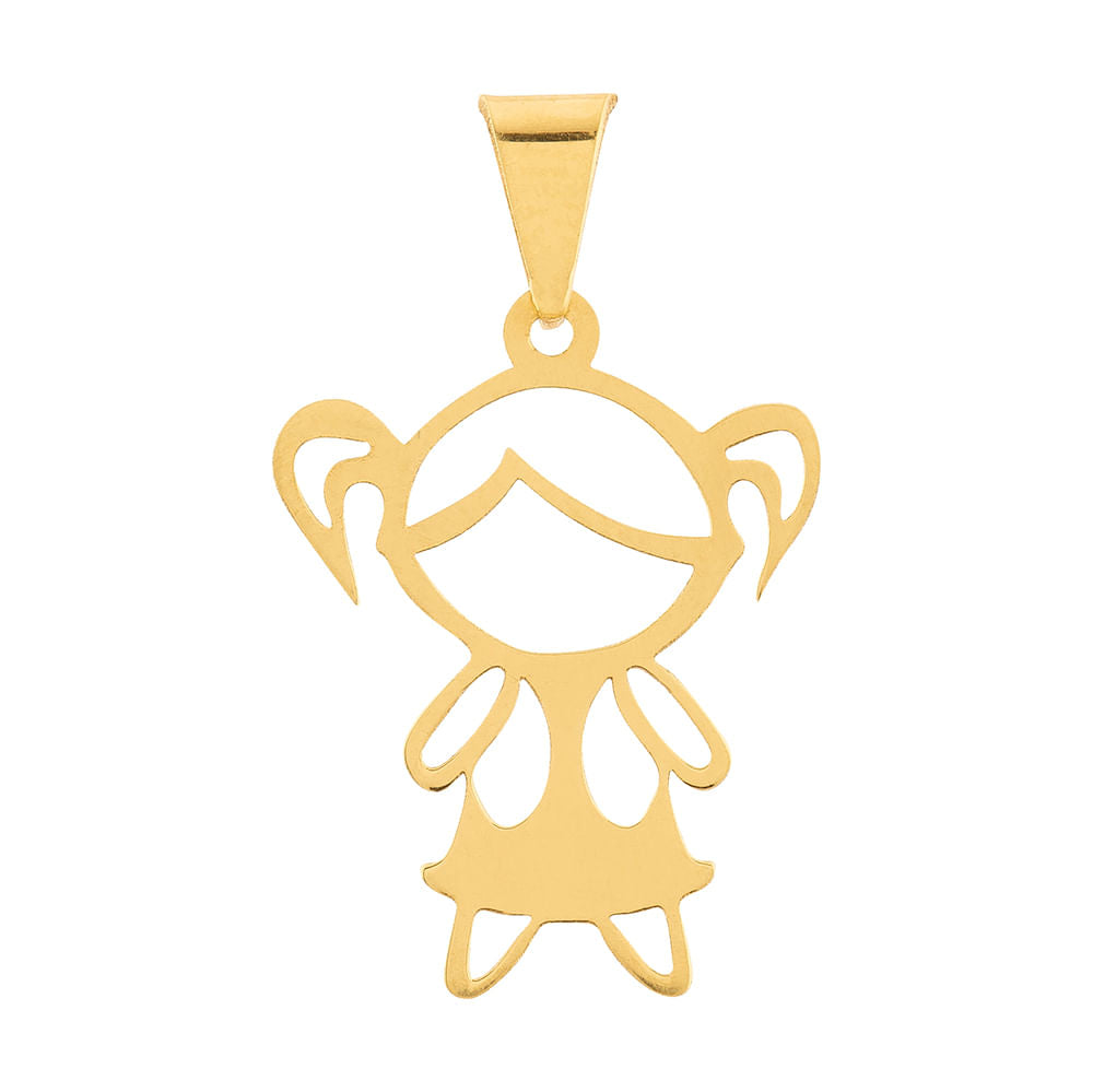 Pingente Menina Vazado Ouro 18k 750