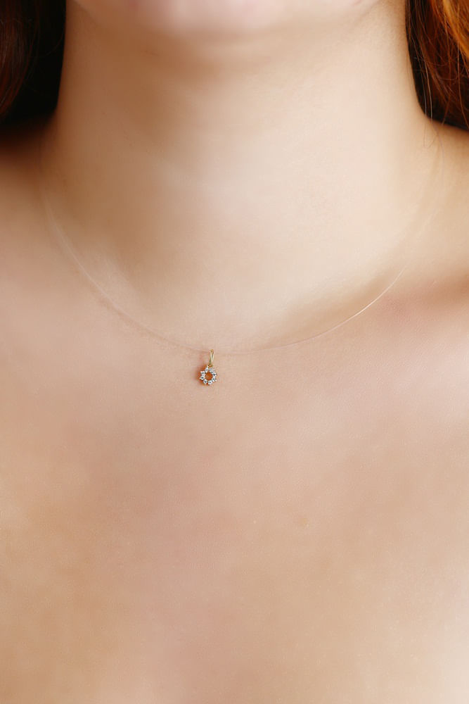Pingente Estrela Zircônia Ouro 18k 750