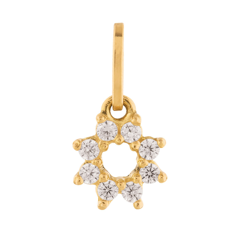 Pingente Estrela Zircônia Ouro 18k 750