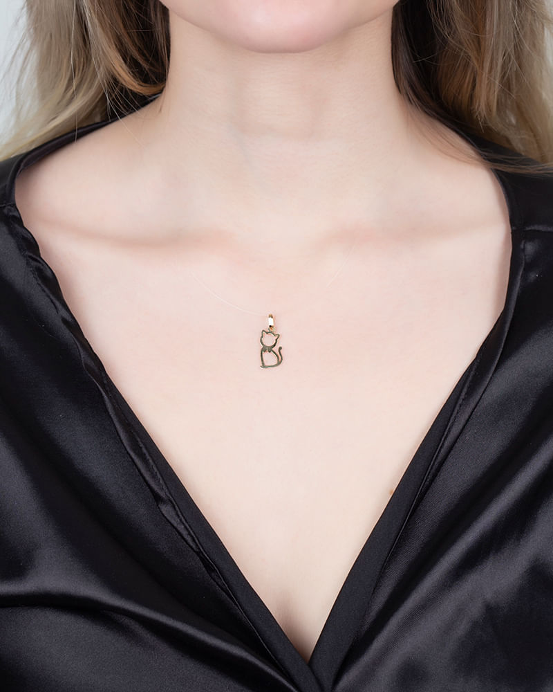 Pingente Gato Vazado Ouro 18k 750