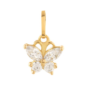 Pingente Ouro 18k 750 Borboleta Zircônia