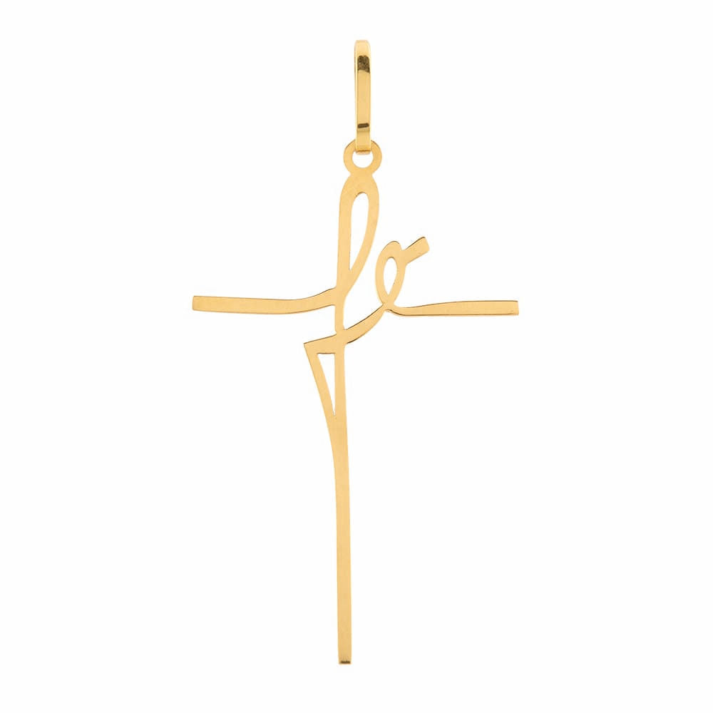 Pingente Fé Cruz Ouro 18k 750