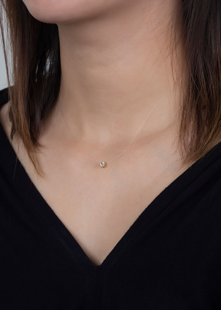 Pingente Ponto de Luz com Zircônia 4mm  Ouro 18k 750