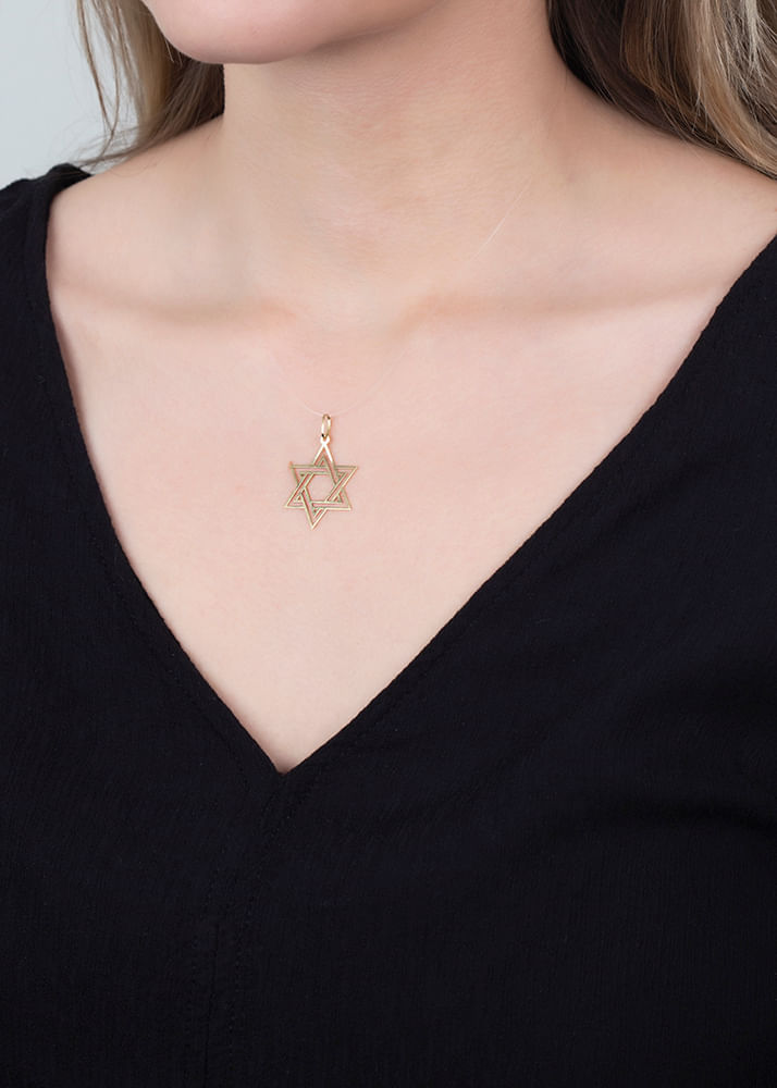 Pingente de Estrela de Davi Ouro 18k 750