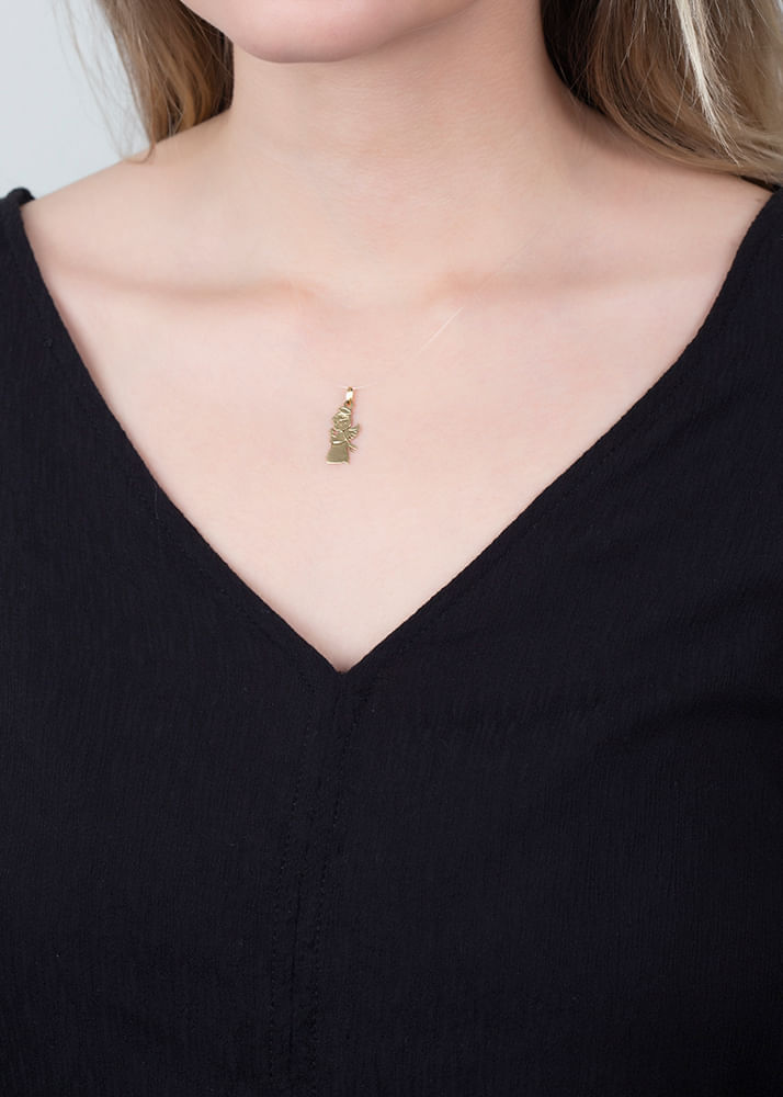 Pingente Anjinho Fosco e Liso Ouro 18k 750