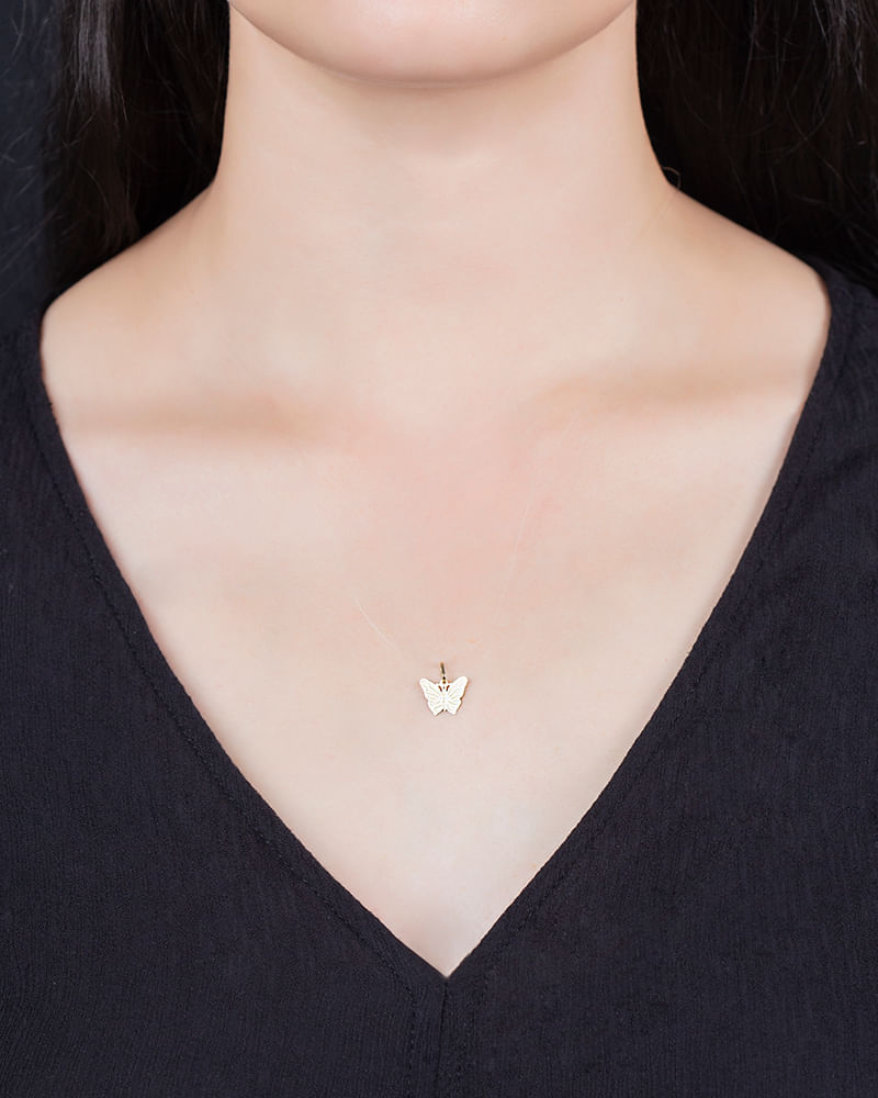 Pingente Borboleta Fosco e Liso Ouro 18k 750