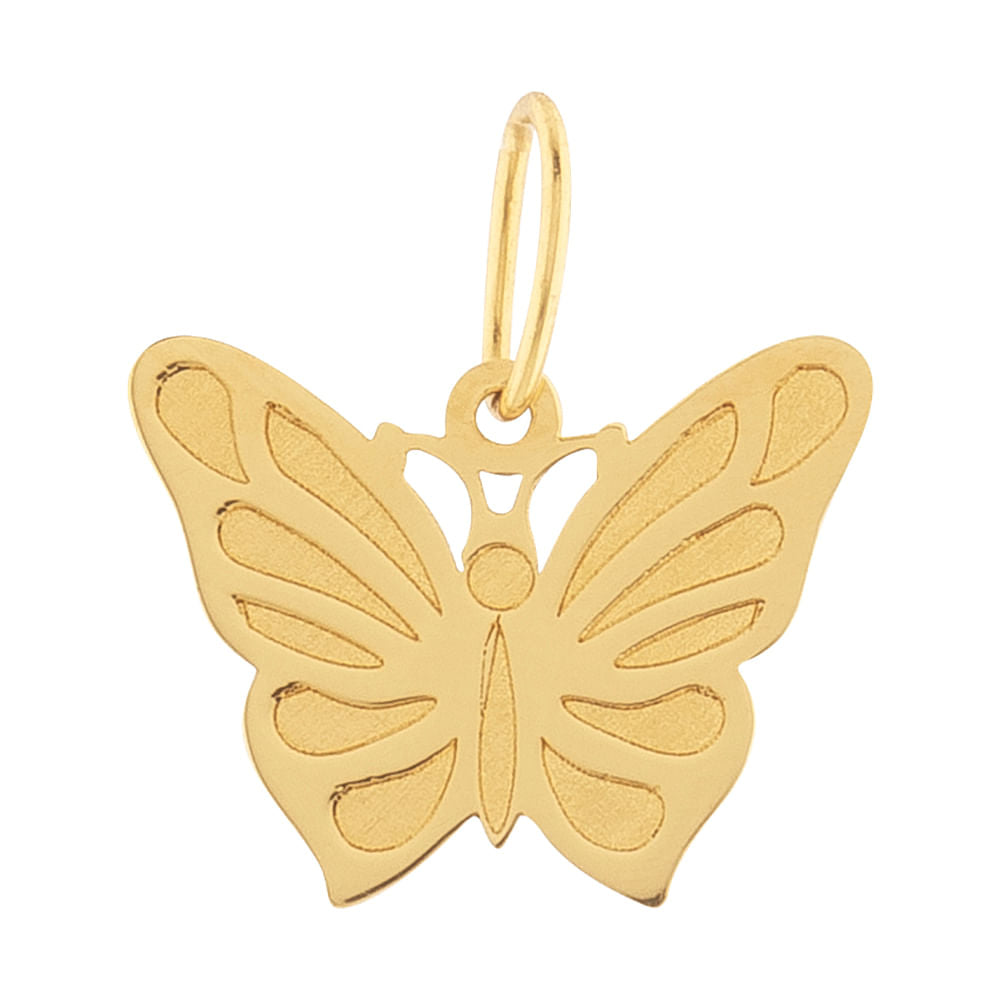 Pingente Borboleta Fosco e Liso Ouro 18k 750