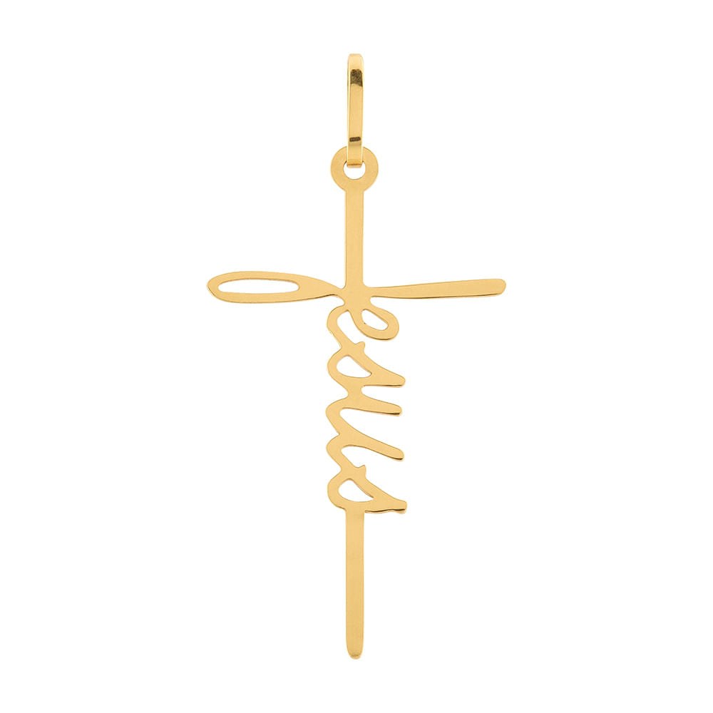 Pingente Ouro 18k 750 Cruz Jesus
