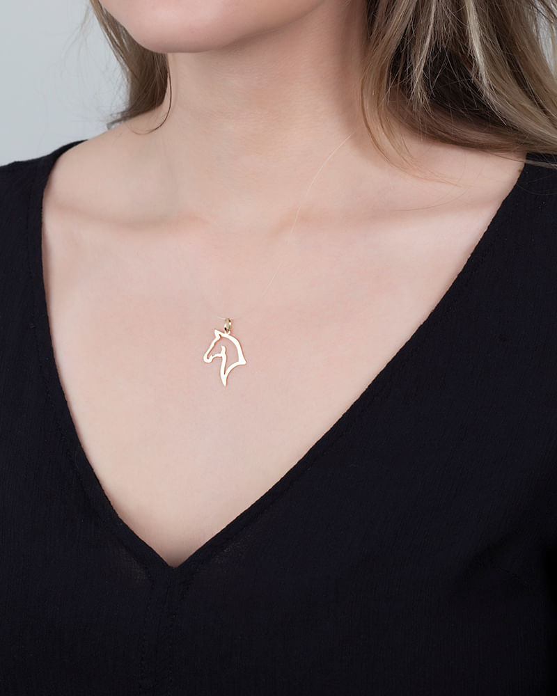 Pingente Cavalo Vazado Ouro 18k 750