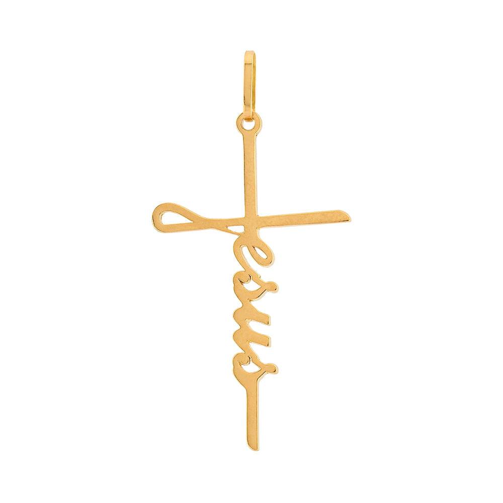 Pingente Cruz Jesus Ouro 18k 750