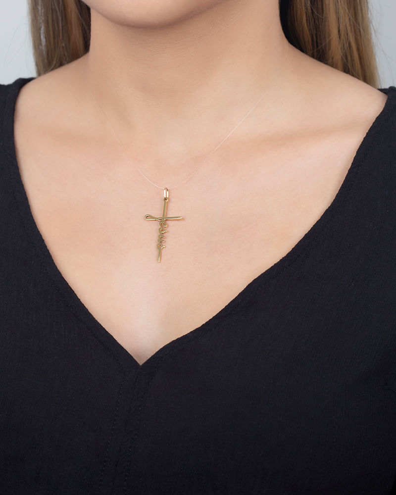Pingente Cruz Jesus Ouro 18k 750