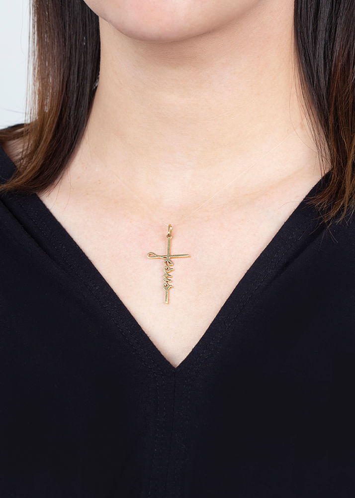 Pingente Ouro 18k 750 Cruz Jesus