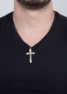 Pingente Crucifixo Bicolor Ouro 18k 750