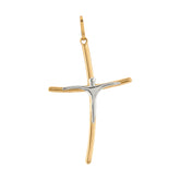 Pingente Crucifixo Palito Bicolor Ouro 18k 750