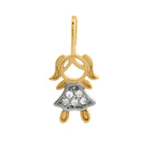 Pingente Menina Bicolor com Zircônias Ouro 18k 750