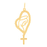 Pingente Terço Virgem Maria Médio Ouro 18k 750