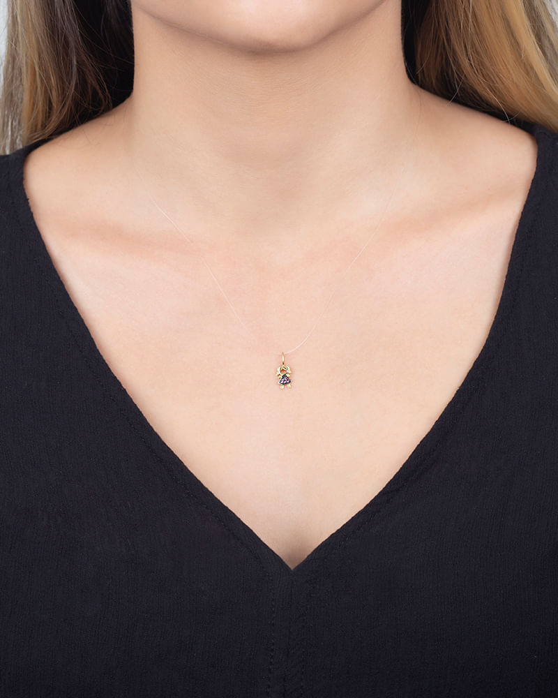 Pingente Menina Zircônia Rosa Ouro 18k 750