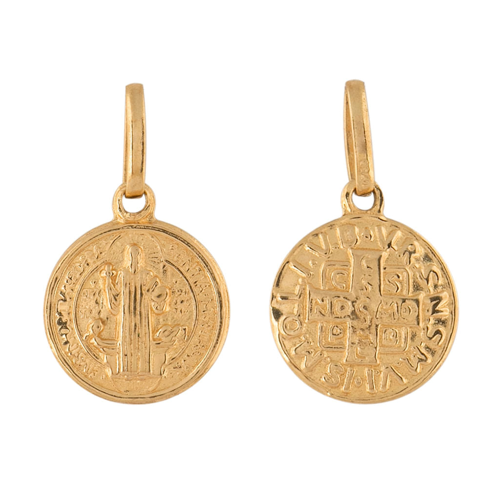 Pingente Dupla Face São Bento Mini Ouro 18k 750