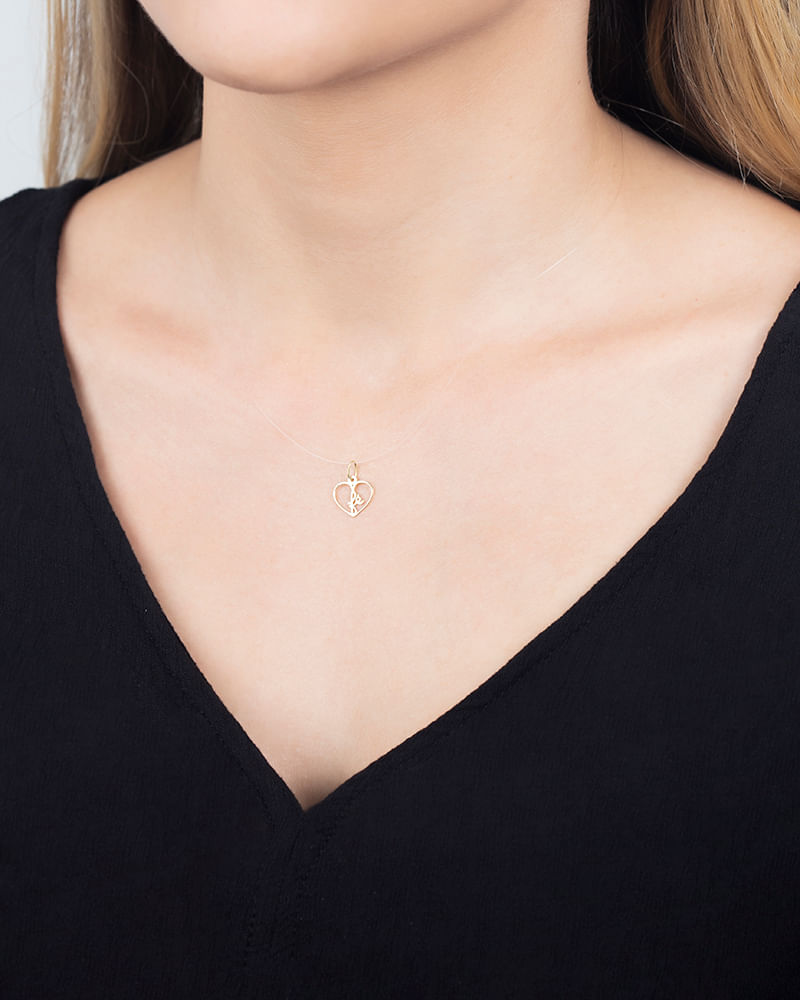 Pingente Coração Fé Pequeno Ouro 18K 750