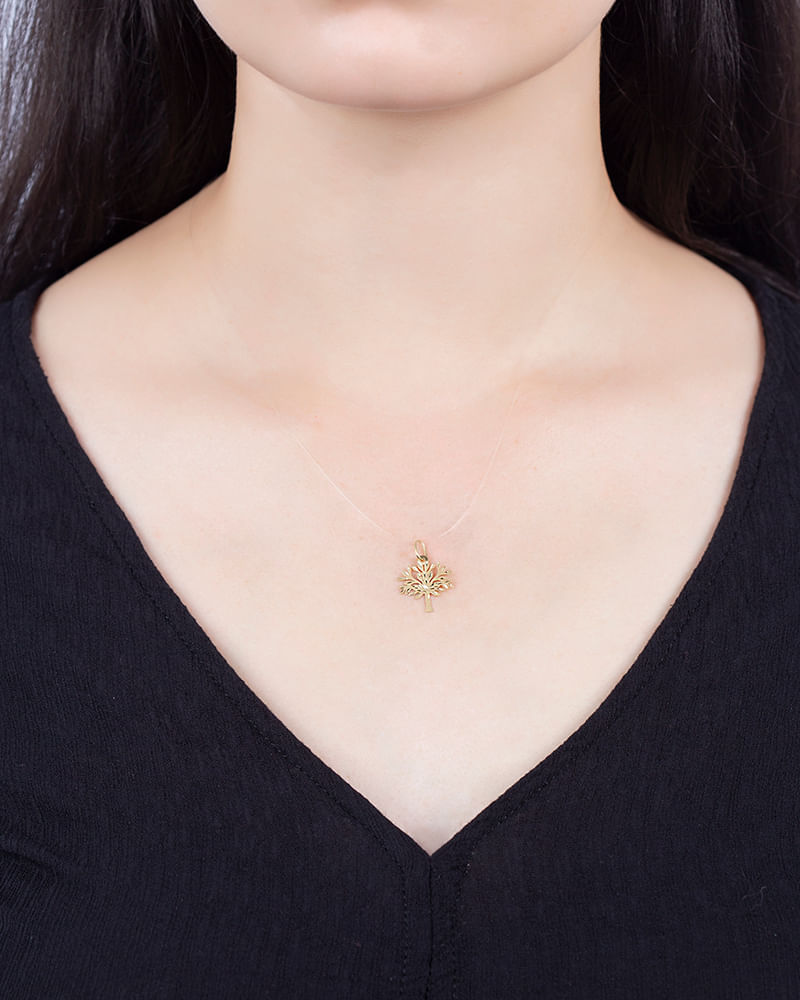 Pingente Árvore da Vida Fosco e Liso Ouro 18k 750
