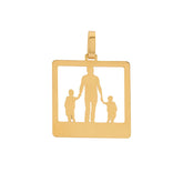 Pingente Placa Vazada Pai e Filhos Ouro 18k 750