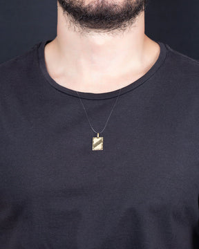 Pingente Placa Trabalhada Fosca e Lisa Ouro 18k 750