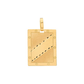Pingente Placa Trabalhada Fosca e Lisa Ouro 18k 750