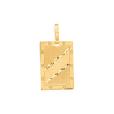 Pingente Placa Faixa Trabalhada Fosco e Liso Ouro 18k 750