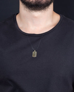 Pingente Placa Bicolor Ouro 18k 750