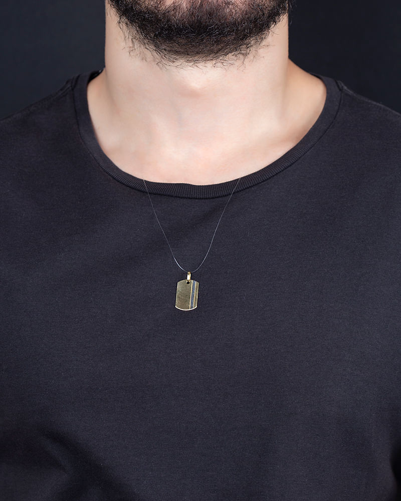 Pingente Placa Bicolor Ouro 18k 750
