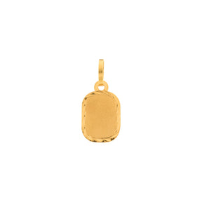 Pingente Placa Pequeno Fosco e Liso Ouro 18k 750