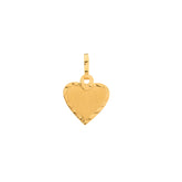 Pingente de Coração Diamantado Fosco e Liso Ouro 18k 750