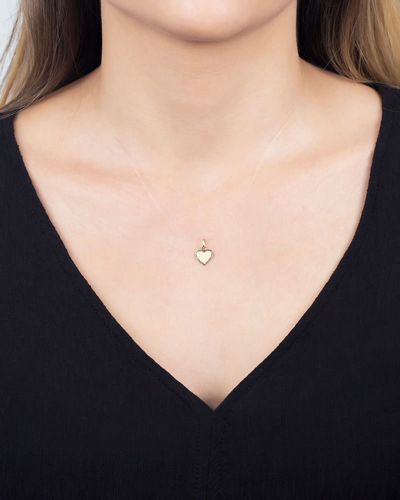 Pingente de Coração Diamantado Fosco e Liso Ouro 18k 750