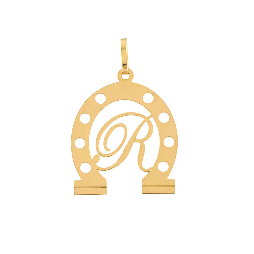 Pingente Ferradura Letra Ouro 18k 750