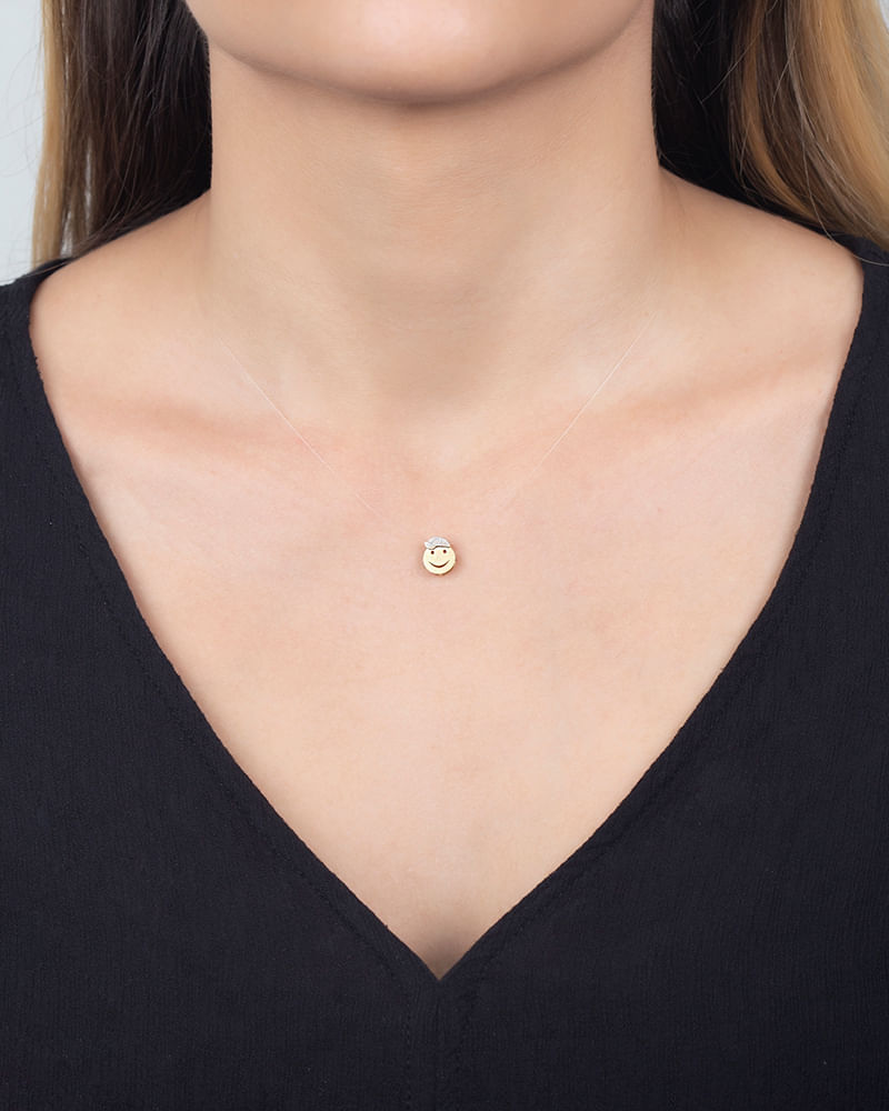 Pingente Menino Carinha Bicolor Fosco e Liso Ouro 18k 750